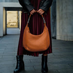 Isabella | Bold & Sophisticated Woven Shopper Bag – Timeless Charm & Practicality - in Brown | Arvea Bags