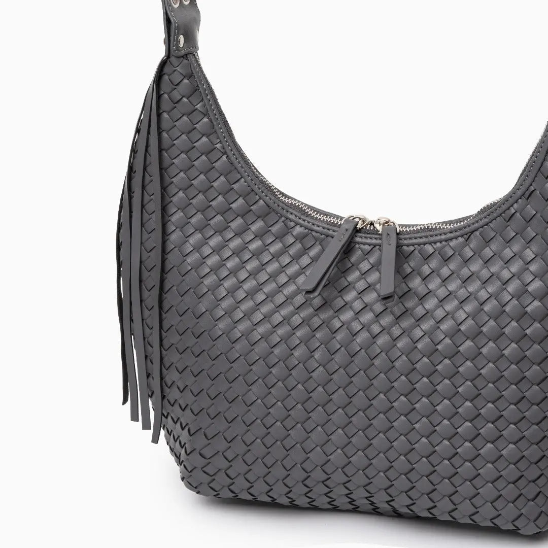 Isabella | Bold & Sophisticated Woven Shopper Bag – Timeless Charm & Practicality - in Grey | Arvea Bags