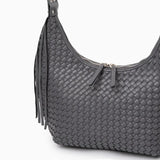 Isabella | Bold & Sophisticated Woven Shopper Bag – Timeless Charm & Practicality - in Grey | Arvea Bags