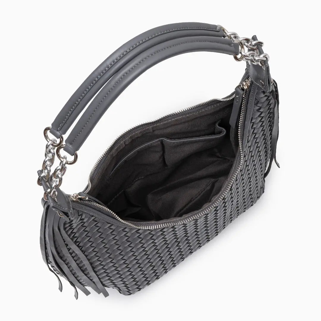 Isabella | Bold & Sophisticated Woven Shopper Bag – Timeless Charm & Practicality - in Grey | Arvea Bags