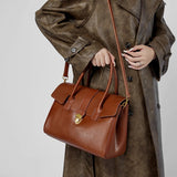 Isabella | Brown Classic Leather Satchel – Timeless & Versatile - in Brown | Arvea Bags