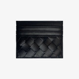 Isabella | Burgundy Woven Leather Cardholder – Sleek & Stylish - in Black | Arvea Bags