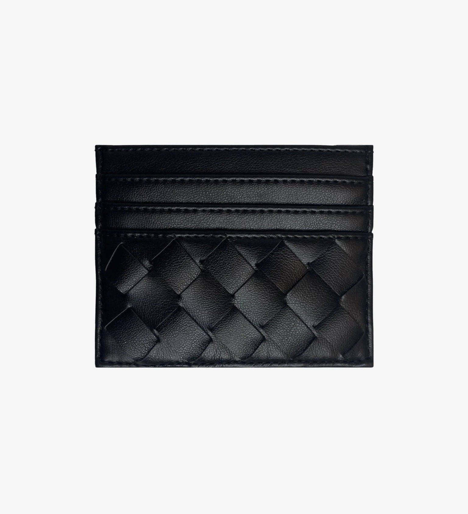 Isabella | Burgundy Woven Leather Cardholder – Sleek & Stylish - in Black | Arvea Bags
