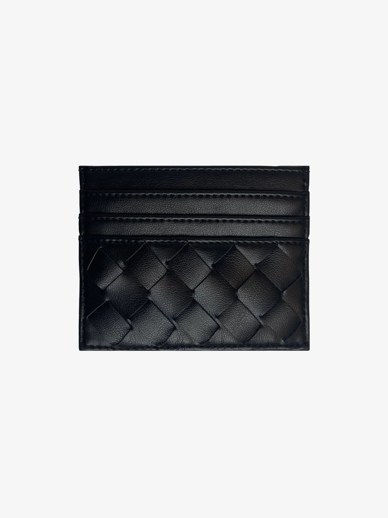 Isabella | Burgundy Woven Leather Cardholder – Sleek & Stylish - in Black | Arvea Bags
