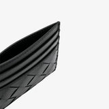 Isabella | Burgundy Woven Leather Cardholder – Sleek & Stylish - in Black | Arvea Bags
