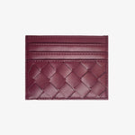 Isabella | Burgundy Woven Leather Cardholder – Sleek & Stylish - in Burgundy | Arvea Bags