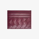Isabella | Burgundy Woven Leather Cardholder – Sleek & Stylish - in Burgundy | Arvea Bags