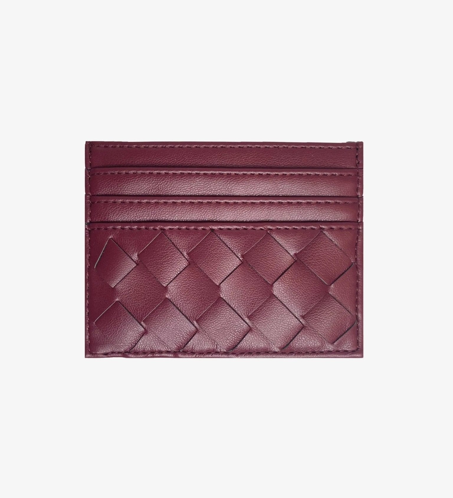 Isabella | Burgundy Woven Leather Cardholder – Sleek & Stylish - in Burgundy | Arvea Bags