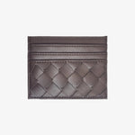Isabella | Burgundy Woven Leather Cardholder – Sleek & Stylish - in Dark Brown | Arvea Bags