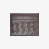 Isabella | Burgundy Woven Leather Cardholder – Sleek & Stylish - in Dark Brown | Arvea Bags
