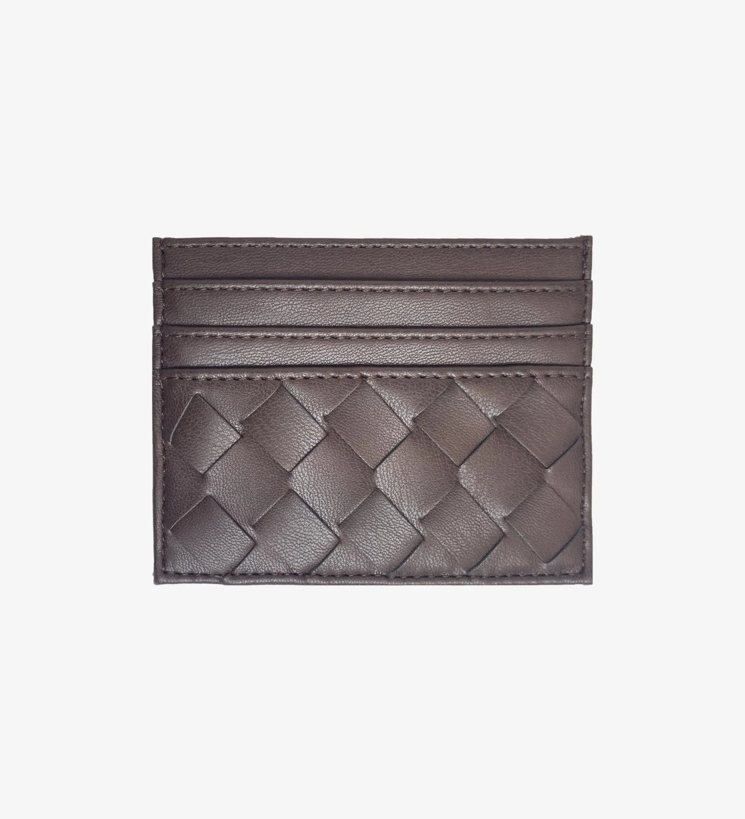 Isabella | Burgundy Woven Leather Cardholder – Sleek & Stylish - in Dark Brown | Arvea Bags