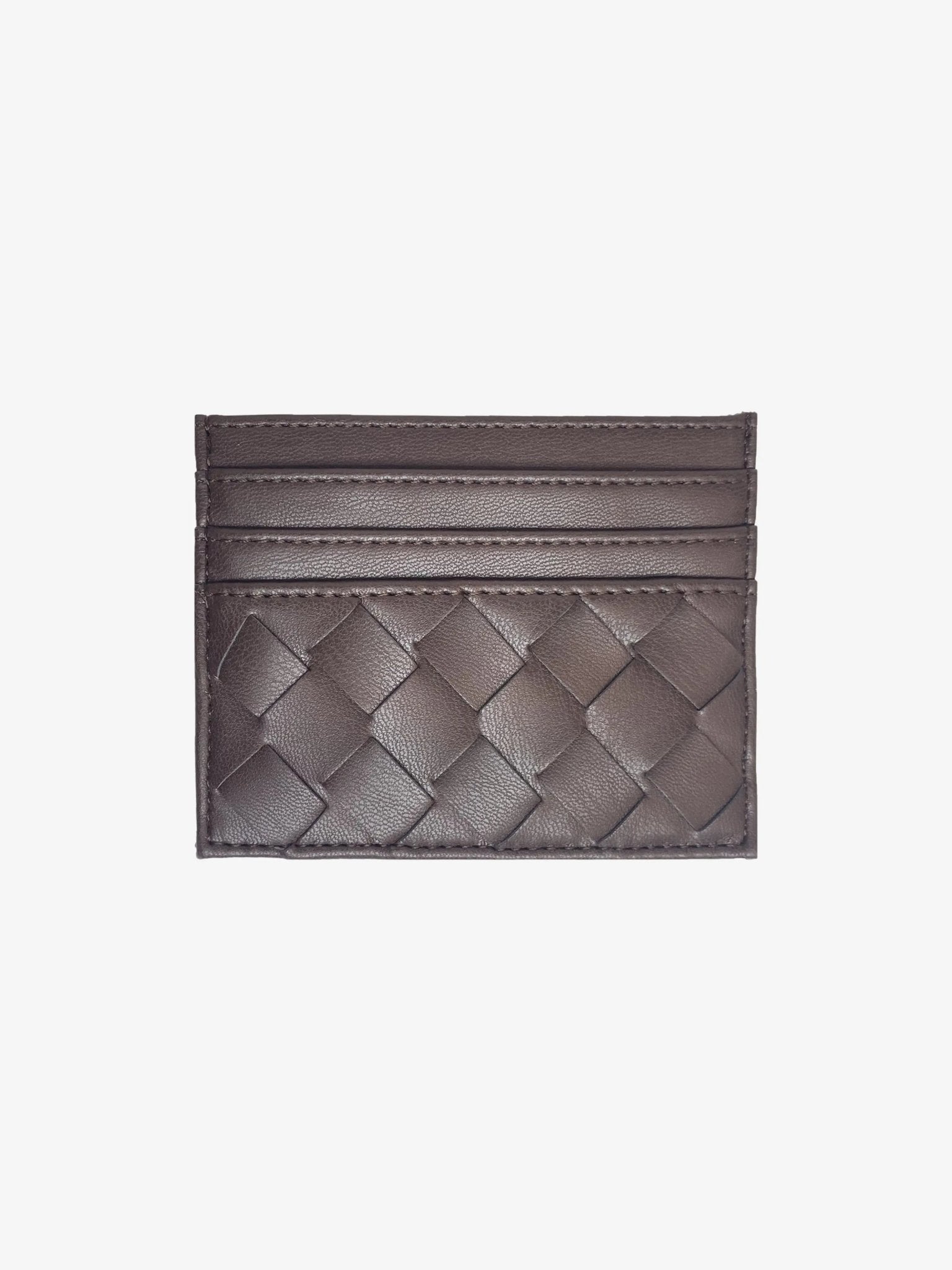 Isabella | Burgundy Woven Leather Cardholder – Sleek & Stylish - in Dark Brown | Arvea Bags