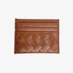 Isabella | Burgundy Woven Leather Cardholder – Sleek & Stylish - in Light Brown | Arvea Bags