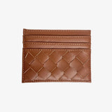 Isabella | Burgundy Woven Leather Cardholder – Sleek & Stylish - in Light Brown | Arvea Bags
