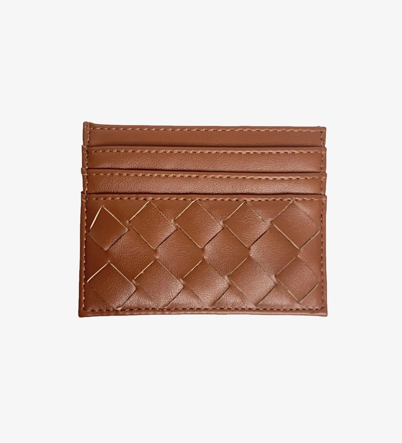 Isabella | Burgundy Woven Leather Cardholder – Sleek & Stylish - in Light Brown | Arvea Bags