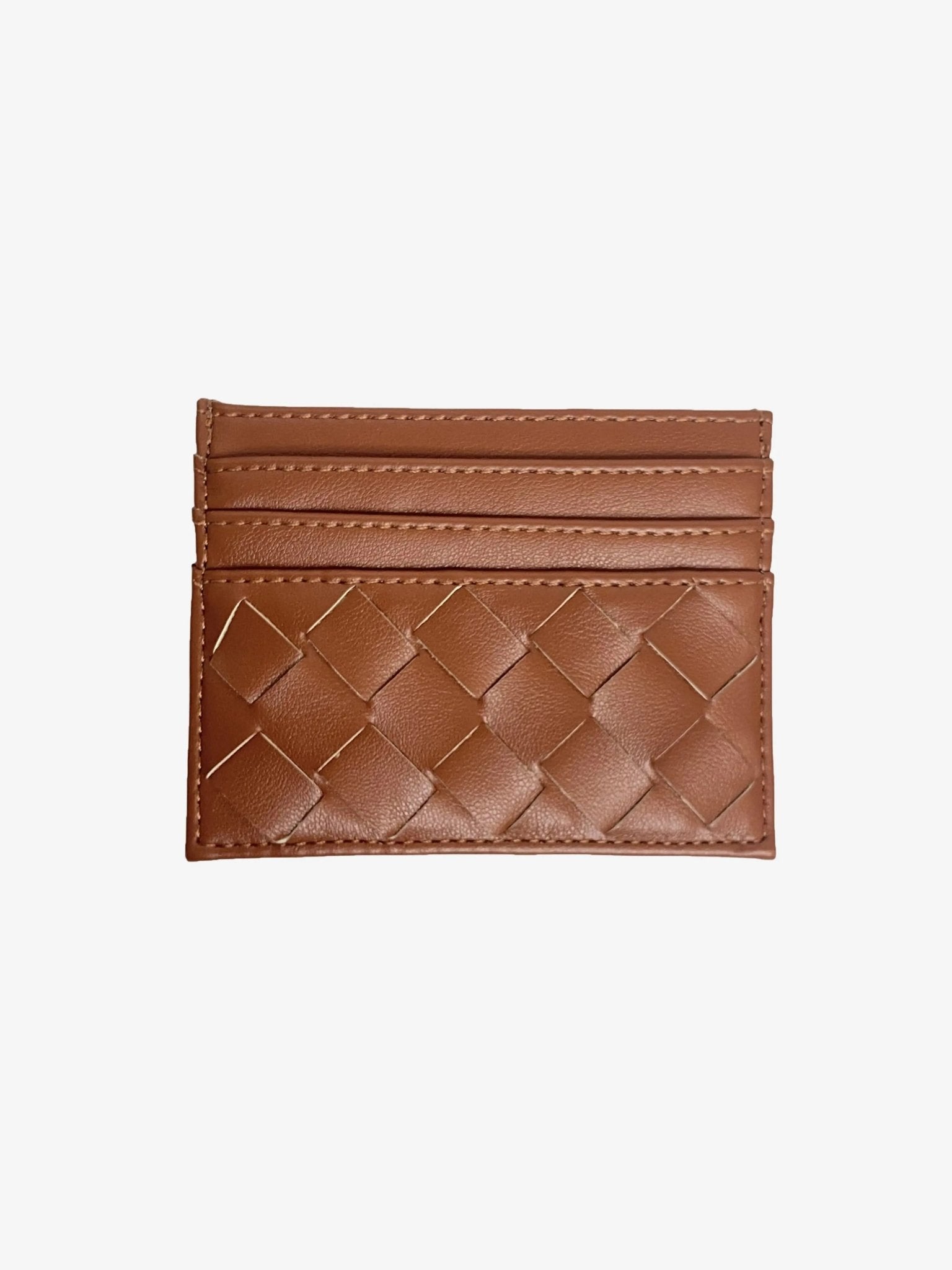 Isabella | Burgundy Woven Leather Cardholder – Sleek & Stylish - in Light Brown | Arvea Bags