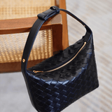 Isabella | Luxe Burgundy Woven Leather Tote – Chic & Statement - Making - in Black | Arvea Bags