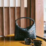 Isabella | Luxe Burgundy Woven Leather Tote – Chic & Statement - Making - in Black | Arvea Bags