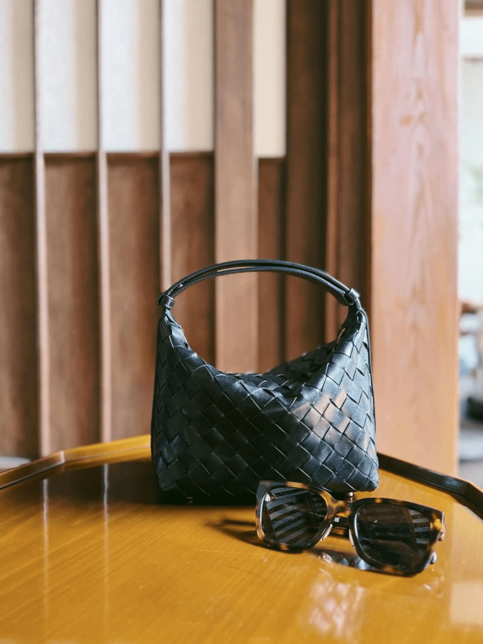 Isabella | Luxe Burgundy Woven Leather Tote – Chic & Statement - Making - in Black | Arvea Bags