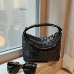 Isabella | Luxe Burgundy Woven Leather Tote – Chic & Statement - Making - in Black | Arvea Bags