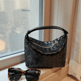 Isabella | Luxe Burgundy Woven Leather Tote – Chic & Statement - Making - in Black | Arvea Bags