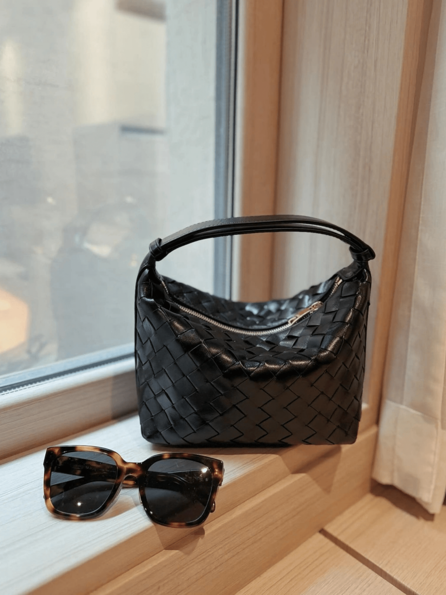 Isabella | Luxe Burgundy Woven Leather Tote – Chic & Statement - Making - in Black | Arvea Bags