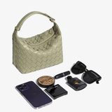 Isabella | Luxe Burgundy Woven Leather Tote – Chic & Statement - Making - in Olive | Arvea Bags