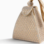 Isabella | Royal Pyramid Clutch – A Golden Statement of Elegance - in Gold | Arvea Bags