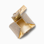 Isabella | Royal Pyramid Clutch – A Golden Statement of Elegance - in Silver | Arvea Bags