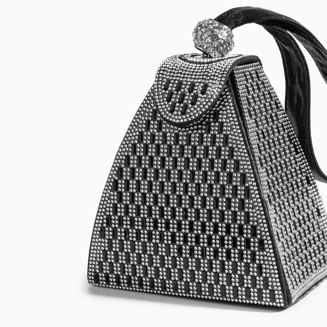 Isabella | Royal Pyramid Clutch – A Golden Statement of Elegance - in Silver | Arvea Bags