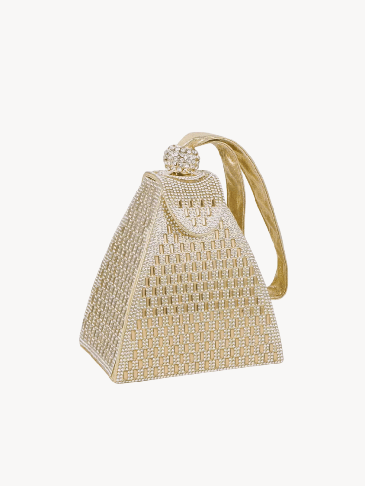 Isabella | Royal Pyramid Clutch – A Golden Statement of Elegance - in Silver | Arvea Bags