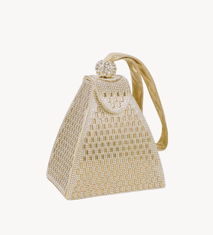 Isabella | Royal Pyramid Clutch – A Golden Statement of Elegance - in Silver | Arvea Bags