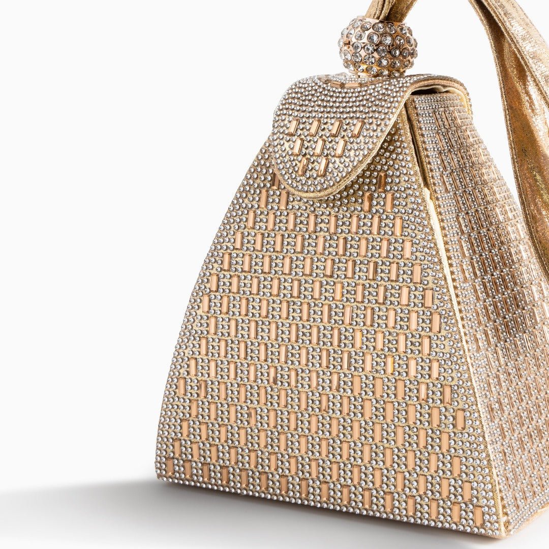 Isabella | Royal Pyramid Clutch – A Golden Statement of Elegance - in Silver | Arvea Bags