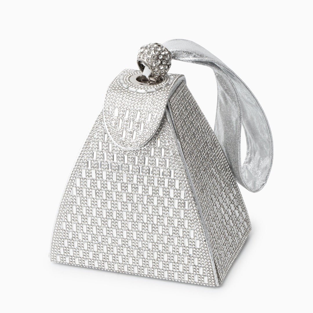 Isabella | Royal Pyramid Clutch – A Golden Statement of Elegance - in Silver | Arvea Bags