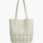 Isabelle | Luxe White Woven Leather Tote – Minimal & Elegant - in Beige | Arvea Bags