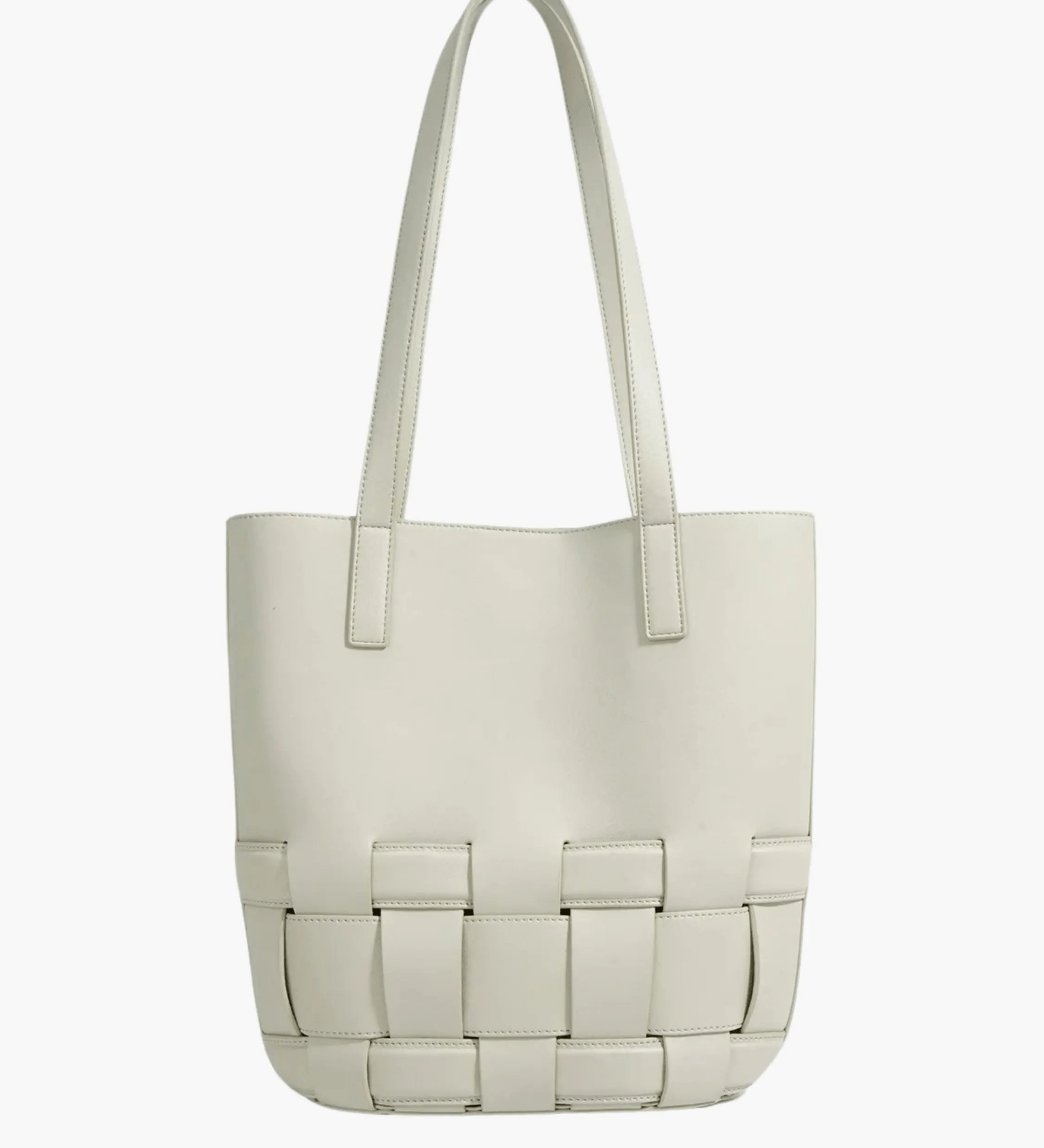 Isabelle | Luxe White Woven Leather Tote – Minimal & Elegant - in Beige | Arvea Bags