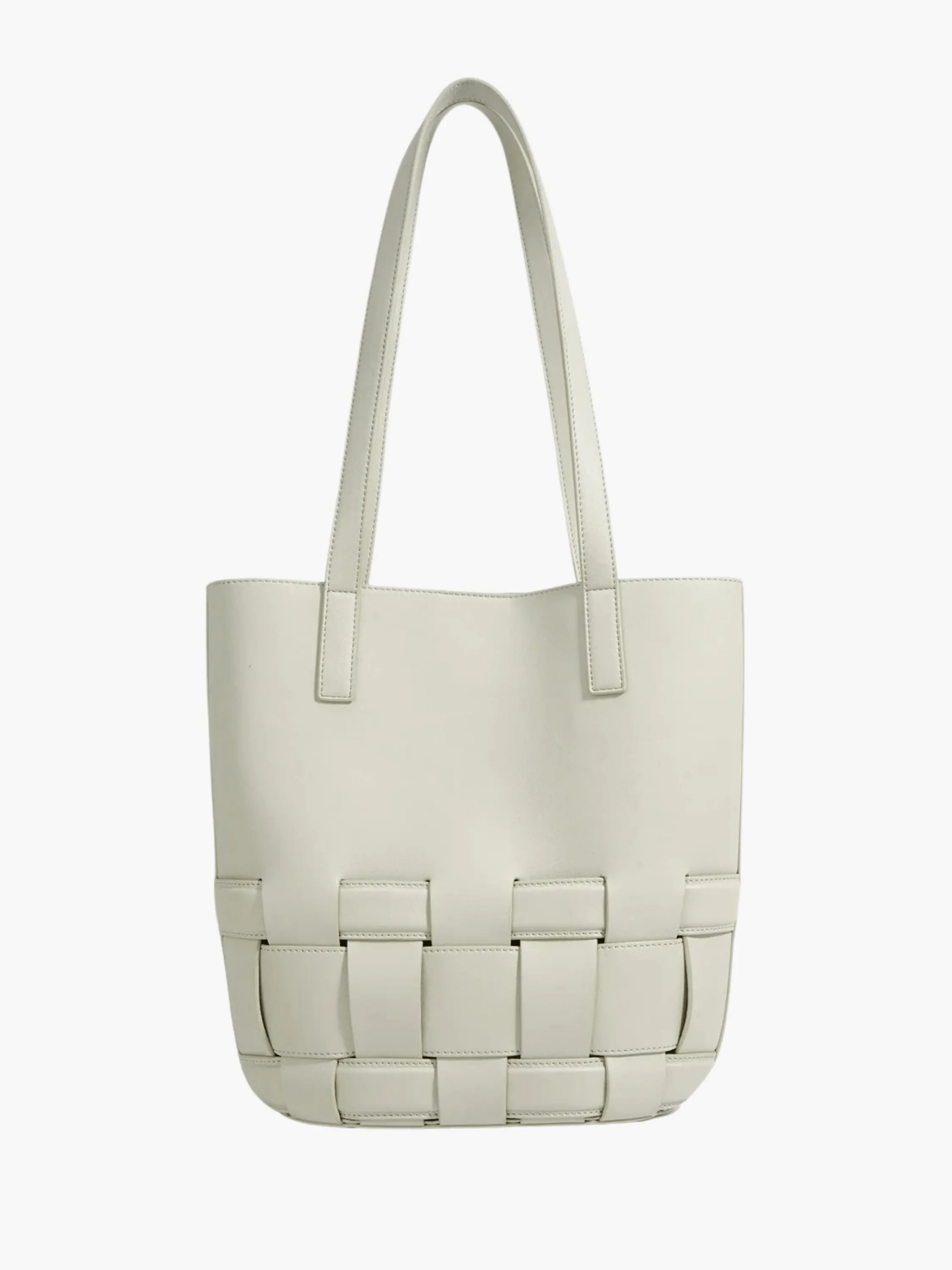 Isabelle | Luxe White Woven Leather Tote – Minimal & Elegant - in Beige | Arvea Bags