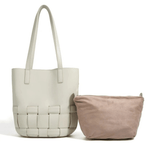 Isabelle | Luxe White Woven Leather Tote – Minimal & Elegant - in Black | Arvea Bags