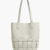 Isabelle | Luxe White Woven Leather Tote – Minimal & Elegant - in Black | Arvea Bags