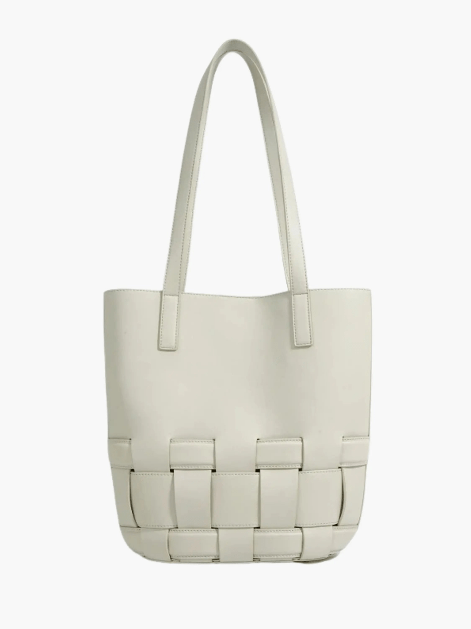 Isabelle | Luxe White Woven Leather Tote – Minimal & Elegant - in Black | Arvea Bags
