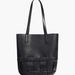 Isabelle | Luxe White Woven Leather Tote – Minimal & Elegant - in Black | Arvea Bags