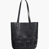 Isabelle | Luxe White Woven Leather Tote – Minimal & Elegant - in Black | Arvea Bags