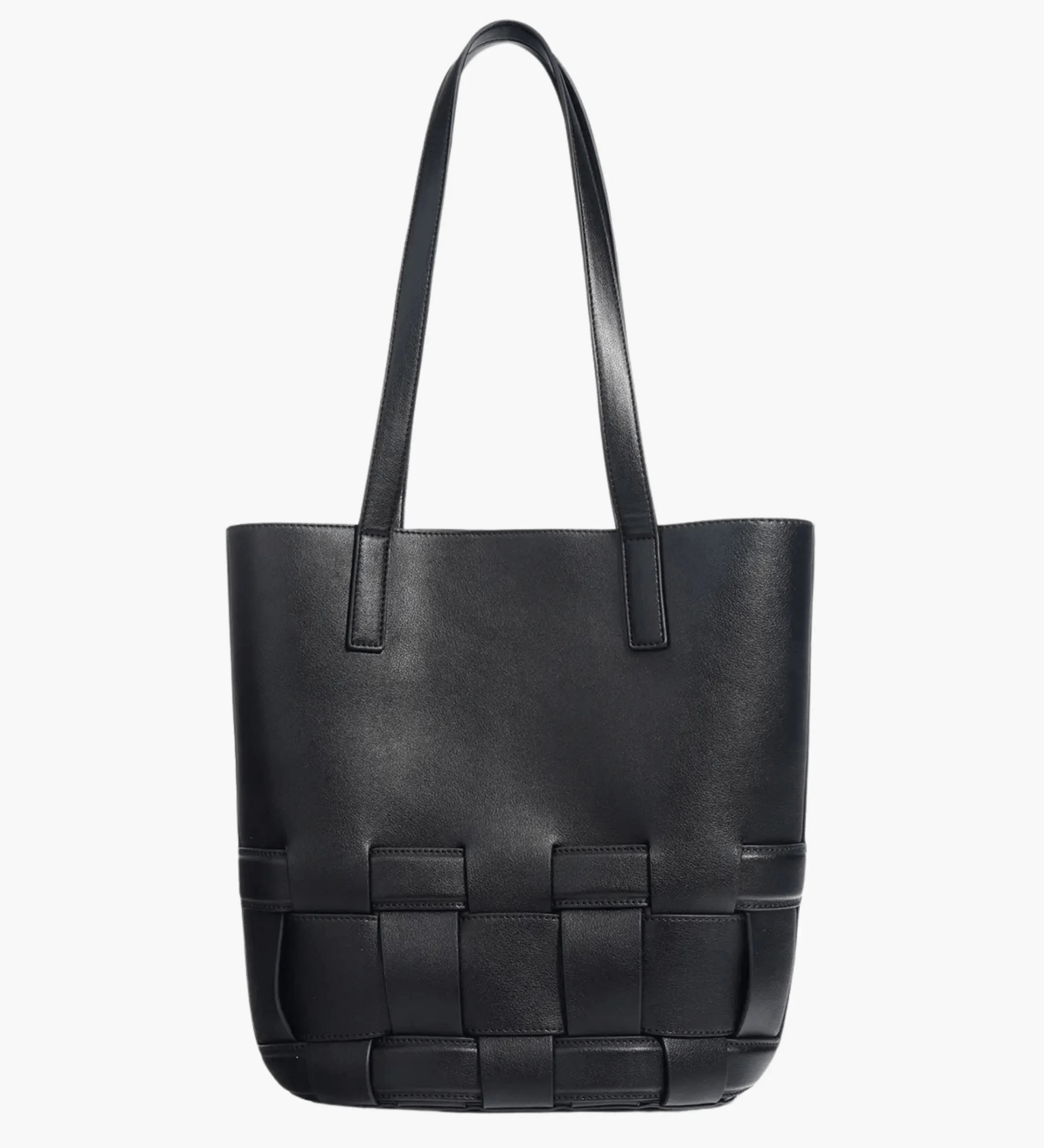 Isabelle | Luxe White Woven Leather Tote – Minimal & Elegant - in Black | Arvea Bags