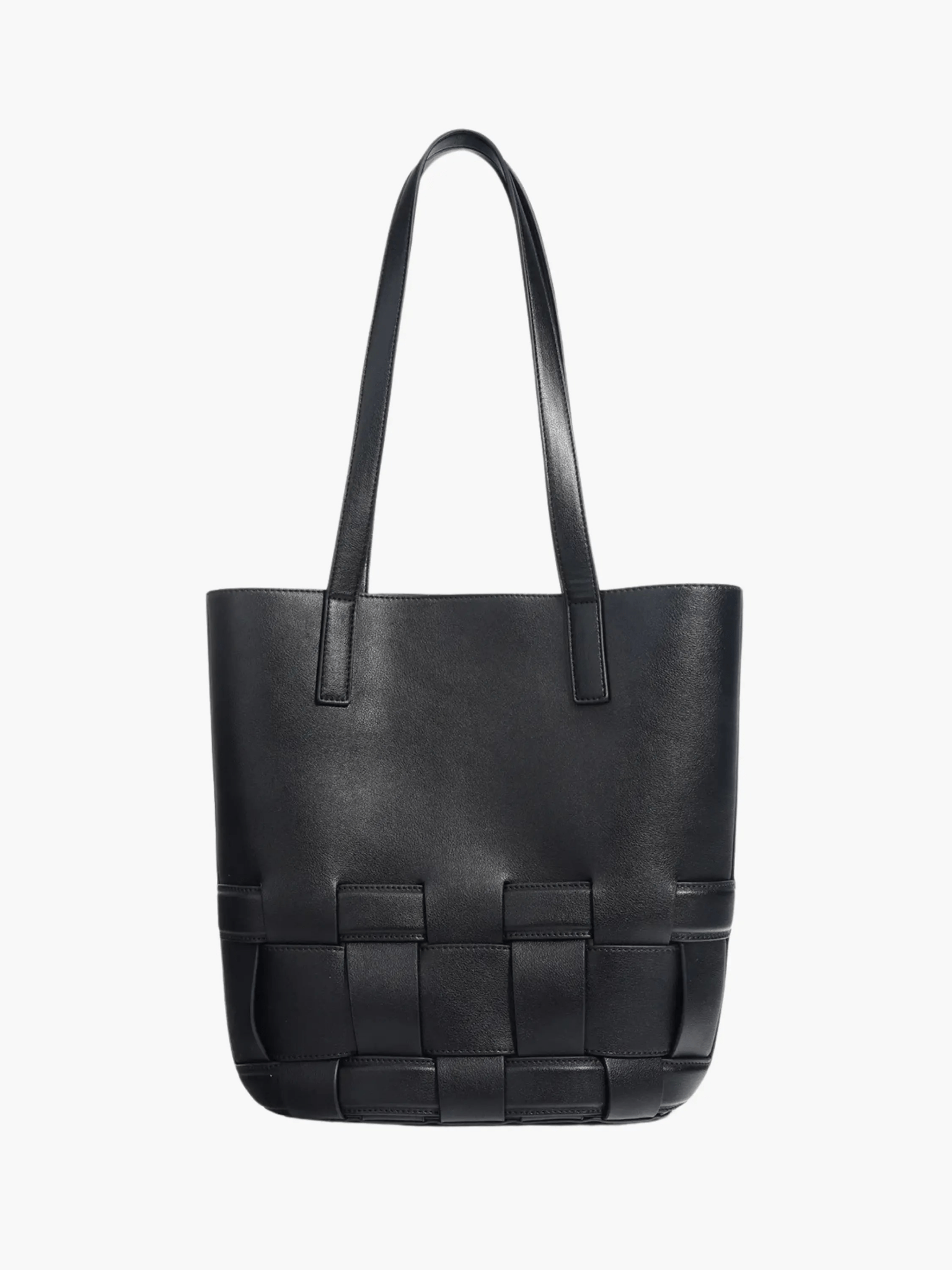 Isabelle | Luxe White Woven Leather Tote – Minimal & Elegant - in Black | Arvea Bags