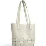 Isabelle | Luxe White Woven Leather Tote – Minimal & Elegant - in Black | Arvea Bags