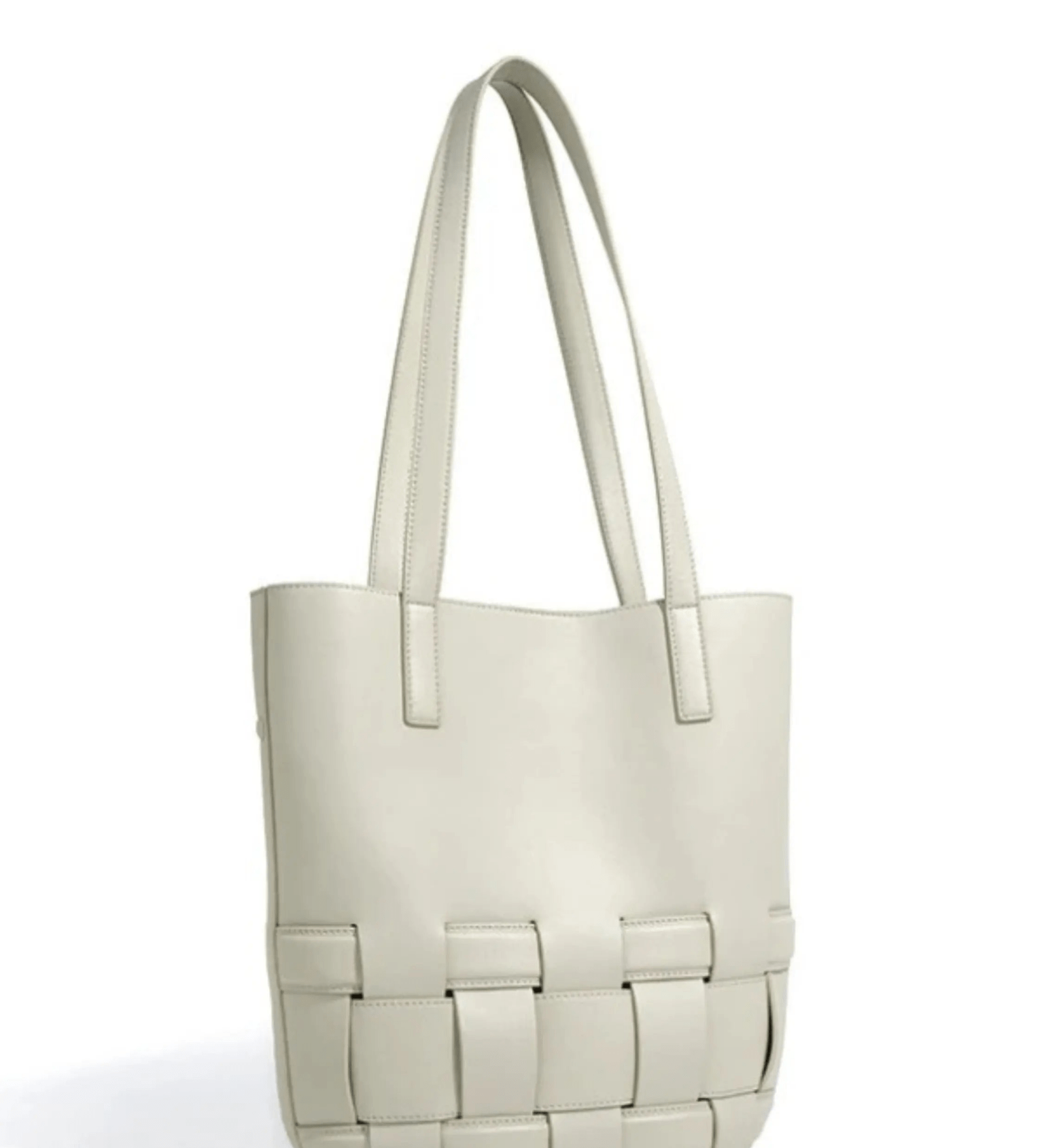 Isabelle | Luxe White Woven Leather Tote – Minimal & Elegant - in Black | Arvea Bags