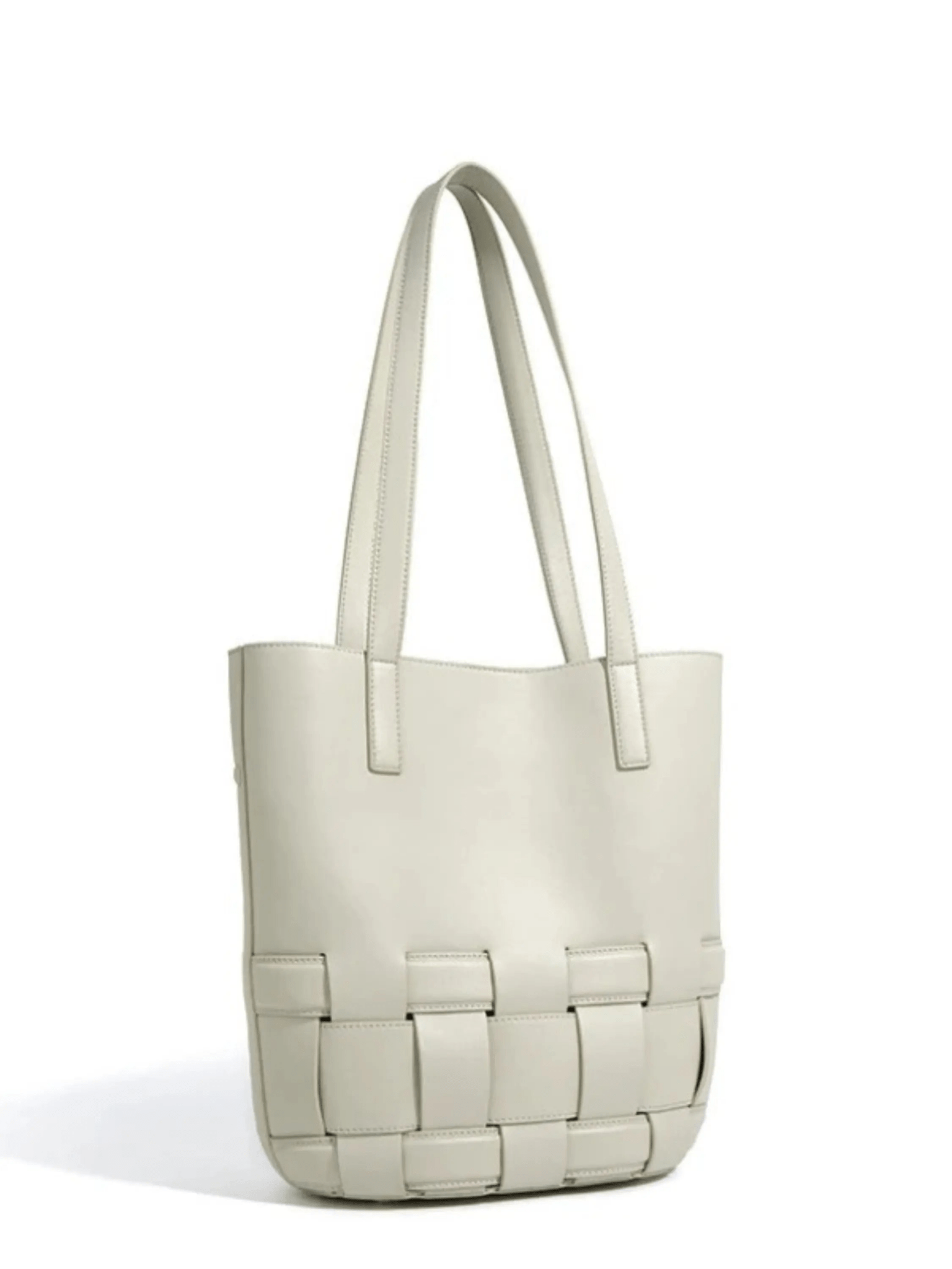 Isabelle | Luxe White Woven Leather Tote – Minimal & Elegant - in Black | Arvea Bags