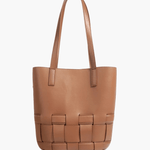 Isabelle | Luxe White Woven Leather Tote – Minimal & Elegant - in Brown | Arvea Bags
