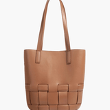 Isabelle | Luxe White Woven Leather Tote – Minimal & Elegant - in Brown | Arvea Bags