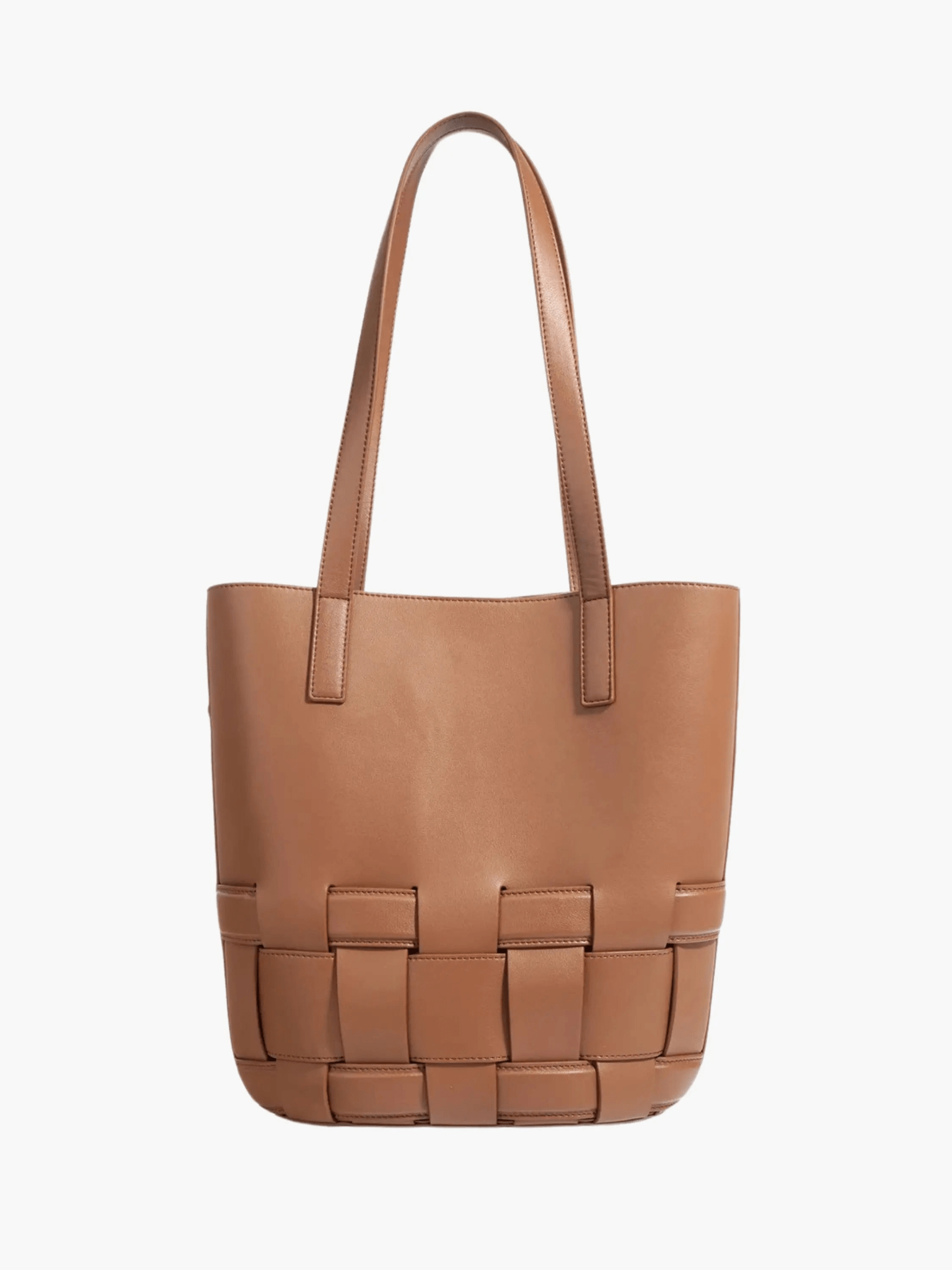 Isabelle | Luxe White Woven Leather Tote – Minimal & Elegant - in Brown | Arvea Bags